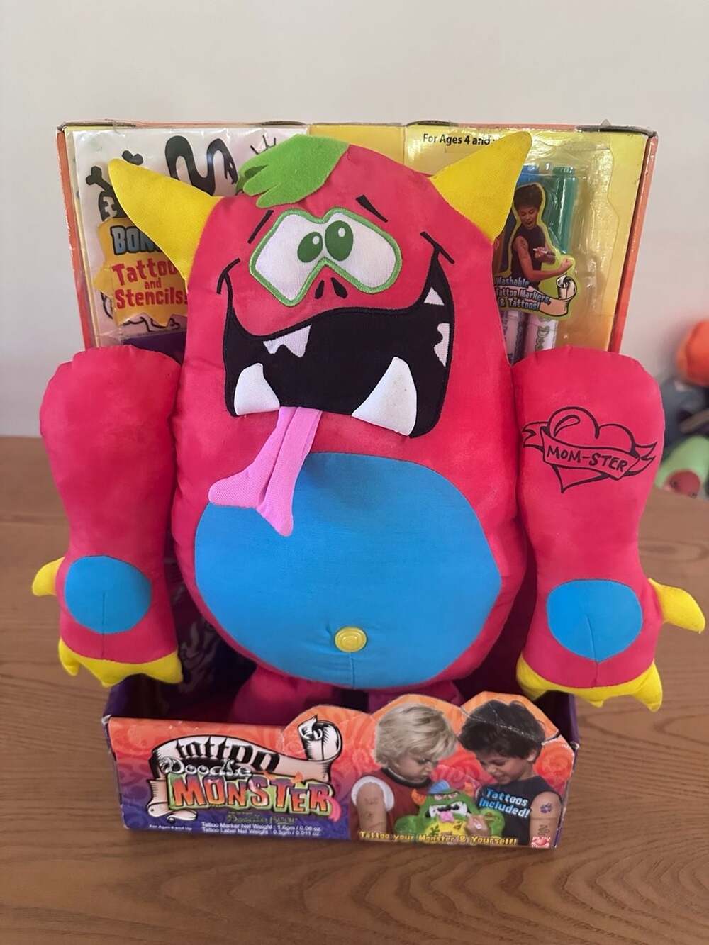 Doodle Bear Tattoo Doodle Monster Red Plush Toy NIB